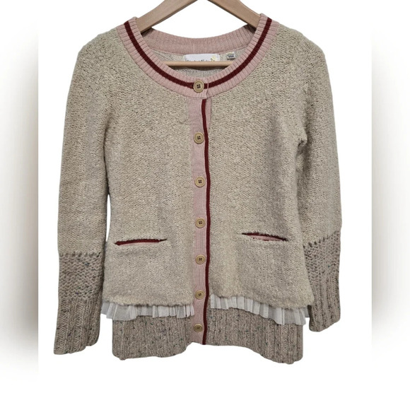 Charlie & Robin Anthropologie Ruffled Tiered Cardigan Sweater XS - Picture 7 of 7